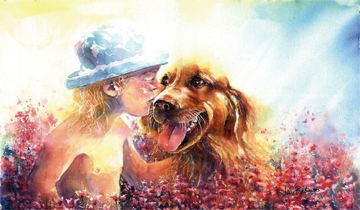 GIRL KISSING DOG